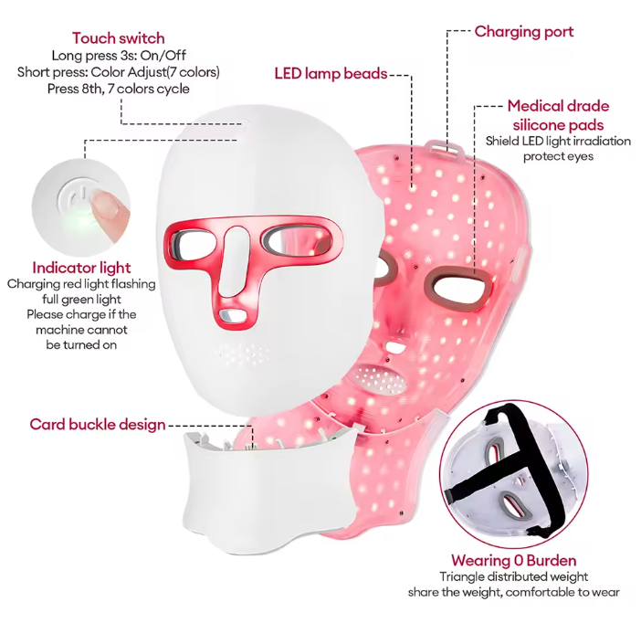 Red Light Mask with Neck Cover